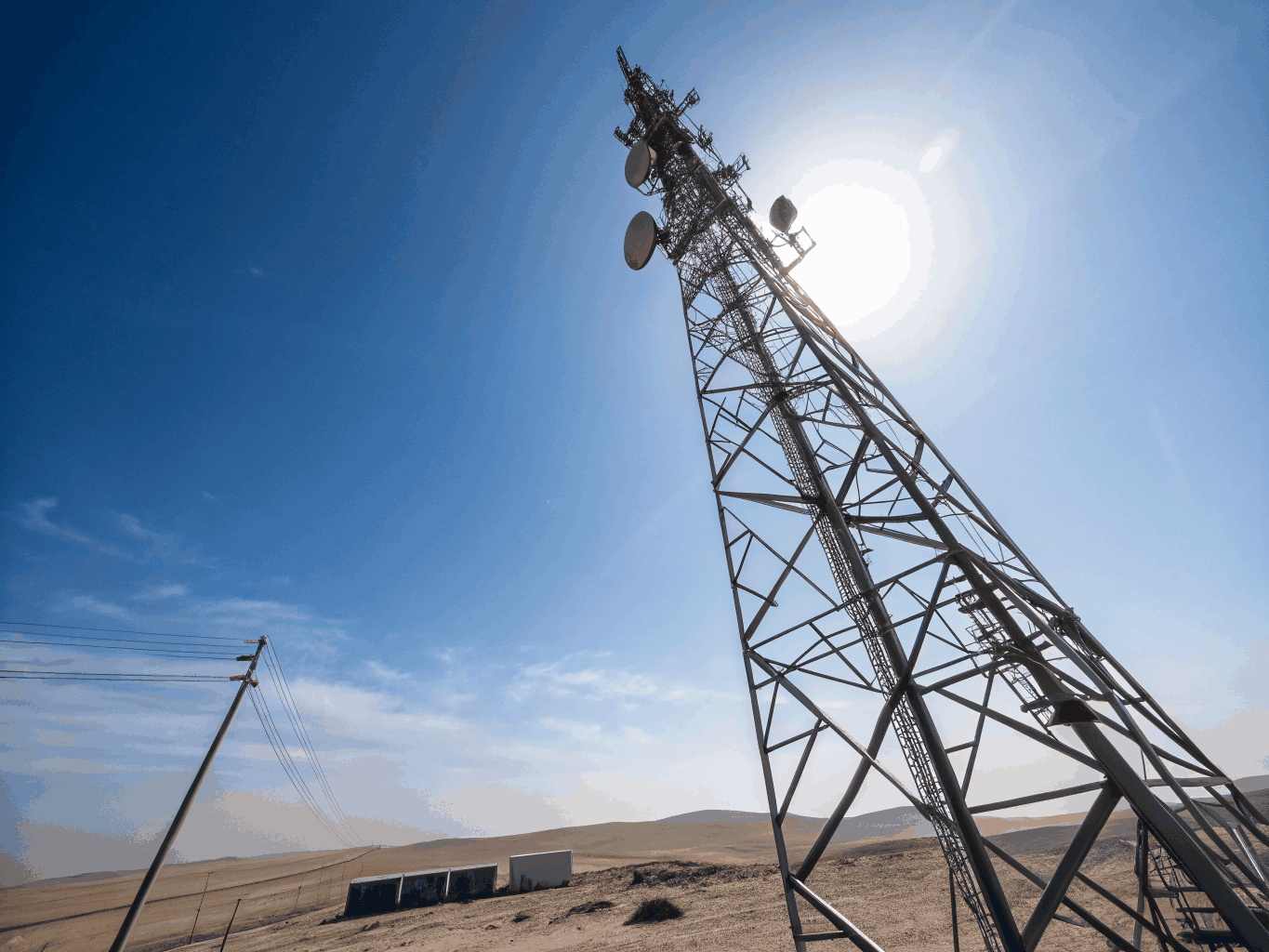 Calpine Wireless telecommunications tower overlooking Oroville foothills